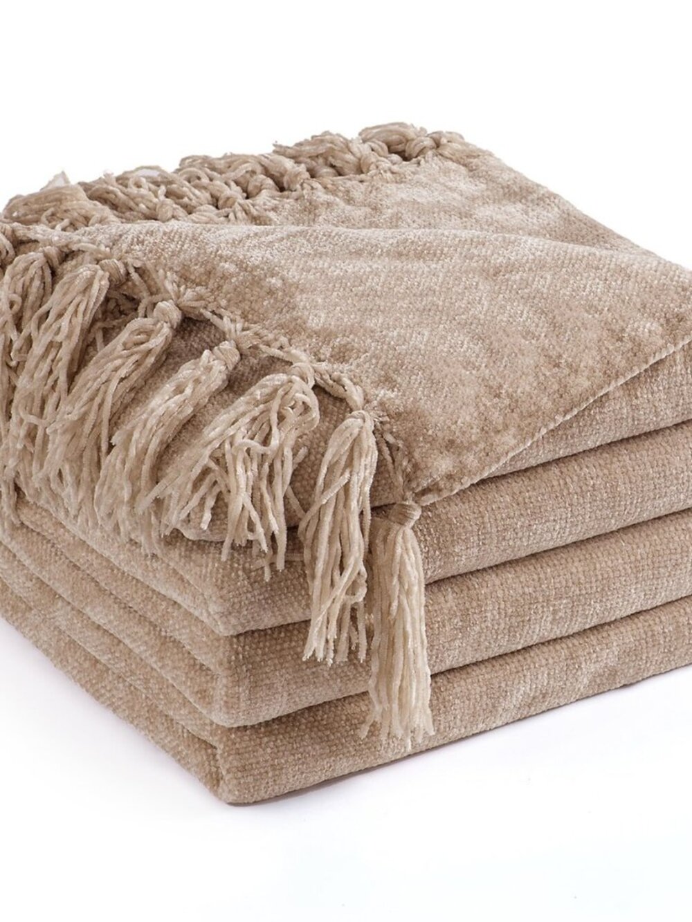 Chenille Throw Blanket for Couch 50" x 60", Taupe